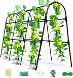Cucumber Trellis for Raised Bed, U-Shape Garden Arch Metal Support for Climbing Plants, Metal Arch Plant Support Vegetables Trellis, Plant Support for Vine Outdoor (Black, 47*30*47inch(L*W*H))
