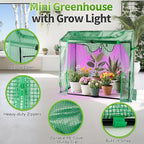 Mini Greenhouse with LED Grow Light & Timer, 36"×20"×33" Portable PE Plant Tent for Indoor Seed Starting, Balcony, Garage & Small Space Gardening
