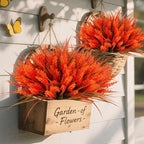 Geegoods 24 Bundles Artificial Fall Flowers Outdoor – Faux Lavender Flowers with Monkey Grass UV Resistant Plastic Faux Plants for Garden Porch Patio Home Decor, Autumn-red Color (Pack of 2)