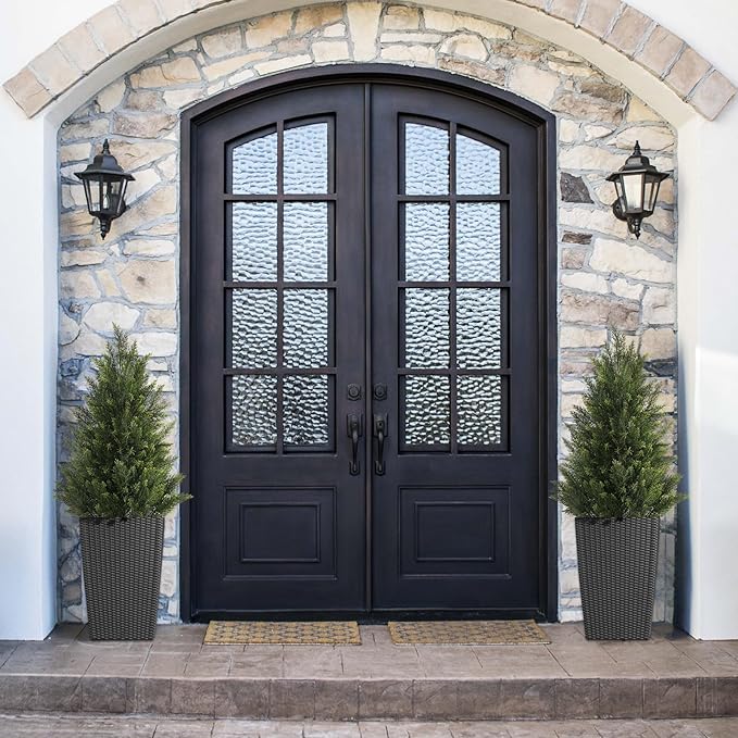 Vitalismo Outdoor Artificial Cedar Topiary Tree, Faux Evergreen Shrubs for Front Porch Decor, Lifelike Fake Bushes Plants for Home Living Room Front Door Decor (1, 3ft)