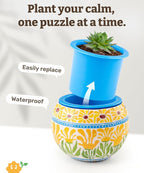 PieceRelax 3D Puzzle Planter 80 Pieces - Summer Blossoms, for Mom, Home Decor Flower Pots for Indoor Cactus, Succulents Pots [K1126]