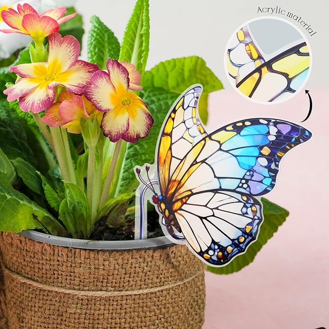 Butterfly Gifts for Women, 2Pcs Hanging Plant Planter for Indoor Outdoor Garden, Mothers Day Birthday Gifts for Mom Grandma from Daughter Son, Bird Lover Plant Pots Accessories