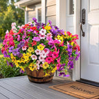 Artificial Flowers for Outdoor Fake Plants for Spring Decoration,Faux Eucalyptus Flowers for Planter UV Resistant Lifelike for Home Porch Garden (Yellow/Pink/Red/Light Purple)