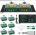 Hahood 6 Pack Seed Starter Tray Kit with Grow Light and Seedling Heat Mat 72 Cells Seed Starter Tray with Humidity Dome and Base Plastic Plant Growing Germination Trays for Seed Propagation, Green
