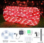 Solar Rope Lights, 66ft 200LED Solar String Lights, 8 Modes Waterproof Solar Powered Outdoor Light, Flexible Clear Tube Light for Garden Backyard Patio Deck Porch Pool Tree Christmas Decoration - Red