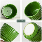 Ton Sin Ceramic Plant Pots,4"+5"+6" Inch,Green Flower Pots with Drainage Holes and Tray,Indoor Planters for Plants Pots,Home Office Decoration GIF for Plants,Succulent Pot Set of 3