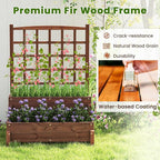 Giantex 2 Pcs Raised Garden Bed with Legs and Trellis, 2-Tier Standing Planter Box with Drain Holes, Outdoor Elevated Garden Trellis for Vine Climbing, Flower Vegetable Fruit Herb Growing