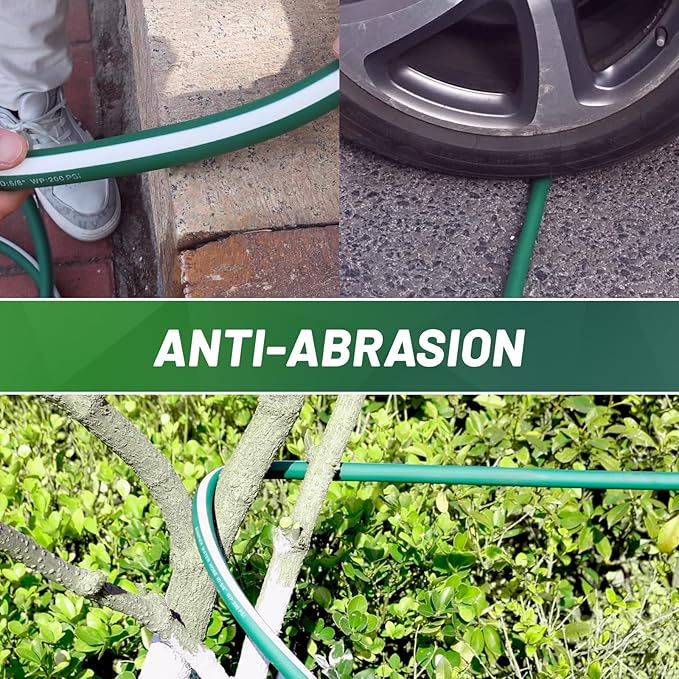 Heavy Duty Garden Hose 25 ft 50 ft 100 ft – Outdoor Hybird Water Hose with Solid Fitting - Flexible, Kinkless, Lightweight Garden Hose for Lawn Watering, Car Washing - Burst 500 Psi (25 ft)