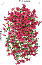 HyeFlora Artificial Flowers for Outdoors Fake Hanging Decoration, 2Pcs Hotpink Spring Decor, Realistic Plants, UV & Fading Resistant Silk Flower for Porch Patio Balcony Planter Yard