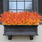 AmyHomie 16 Bundles Mix Orange Artificial Fall Flowers for Outdoor Fall Decor UV Resistant Fake Mums No Fade Fake Plastic Plants Garden Porch Window Box Decorating