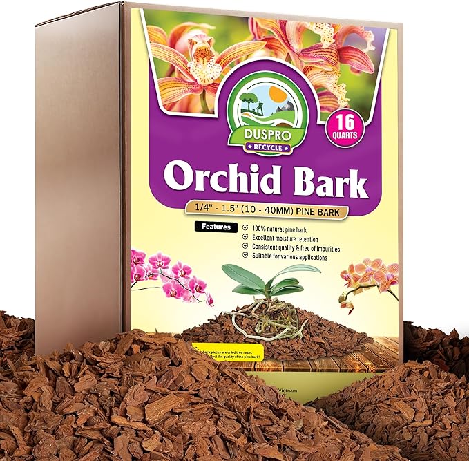 DUSPRO Orchid Bark Bulk for Plants, Optimal Texture Bark for Orchids Potting, Ideal Wood Chips for Plants (16 Quarts)