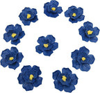 10 PCS 3D Flower Ceramic Tiles,1.6" Handmade Procelain Ceramic Flowers for Artwork,Fish Tank,Vases,Living Room, Dining Table,Office, Home Floral Decor (Double-Flowered Deep Blue)