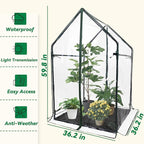 Gardzen Mini Greenhouse with Waterproof Bottom, Portable Green House with Strong Metal Frame, Small Green House for Outside and Inside Use,36.2"(L) x36.2(W) x59.5(H)