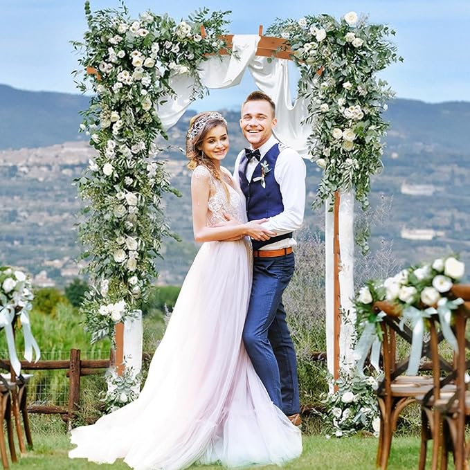 Giantex 7.5FT Wood Garden Arbor Trellis, Wooden Wedding Arch for Ceremony Party, Outdoor Archway Pergola for Climbing Plants, Pathway, Yard, Garden Decor, Easy Assembly (Honey Brown, 63''W x 90''H)