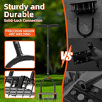 Aerator Lawn Tool - 2-in-1 Reinforced Heavy Duty Manual Lawn Aerator with 15 Spikes, Automatic Dirt and Leaf Clean Design, Adjustable T-Handle (Black)