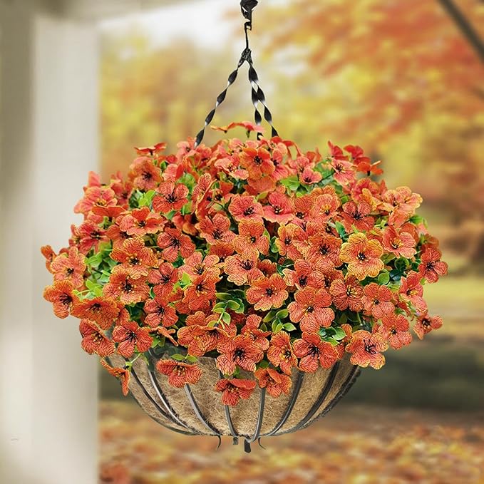 24 Bundles Artificial Plants for Outdoor Fall Flowers, Fall Decorations for Home Fake Mums Artificial Flowers, Faux Mums for Outdoor Planters Fake Plants UV Resistant for Porch Outside Yard