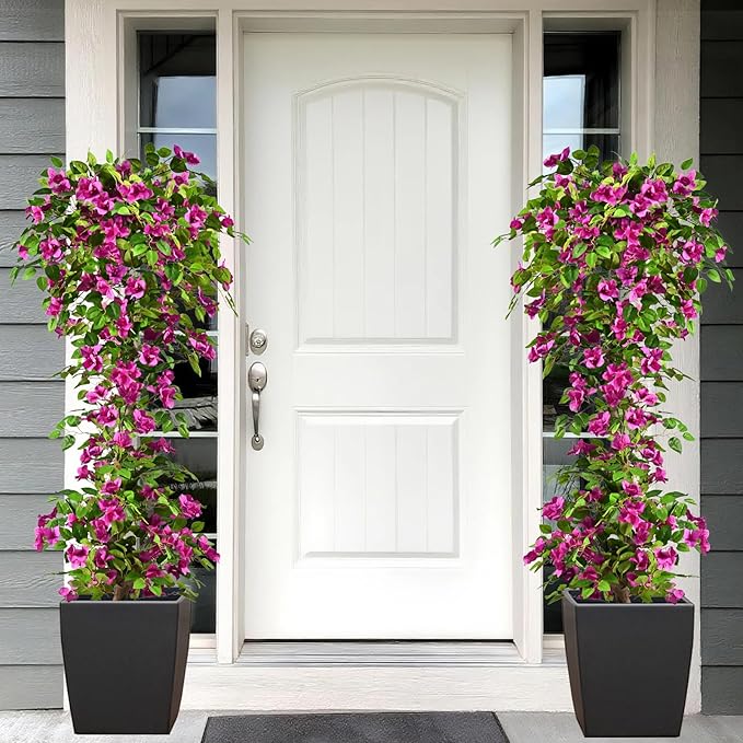 Artificial Bougainvillea Tree -5FT Faux Bougainvillea Tree with Realistic Flowers, Tall Fake Flower Tree for Indoor or Outdoor Decor, Silk Floral Plant for Living Room, Porch, Garden (Purple)