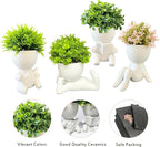 4 Packs Creative Small Fake Plants Artificial Succulents in Ceramic Human Shaped Pots Cute Office Plants For Desk Home Decor Funny Premium Ceramic Faux Succulent Perfect Humorous Gift Idea (4, white)