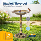 VIVOHOME Bird Bath for Outside, Polyresin Pedestal Bird Baths for Outdoor, Garden, 28 Inch Height Weather-Resistant Birdbaths with 20" Bowl, Antique Copper
