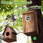 Dreyoo 2 Pack Bluebird Box Houses for Outside,1-1/2'' Entrance Hole Wooden Bird Houses with Metal Guard, Secure Latch,Fledgling Grooves,Air Vents for Bluebird Wren Swallow(Burnt Wood)
