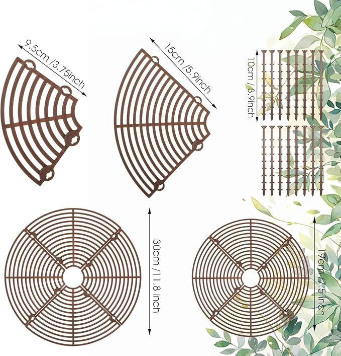 2Pcs (Large Small Plants Covers Soil,Plant Pot Grid,Plastic Plant Covers from Animals with Ground Nails,Keep Dog and Cat Out of Potted Plants for Indoor Plants (7.5/11.8 Inch)