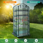 Mini Greenhouse for Indoor Outdoor, 5 Tier Shelves Rack Small Green House Heavy Duty with Waterproof Mat, Portable Plants Seedling Supplies Durable PE Plastic Cover with Tape, Gardening Gifts