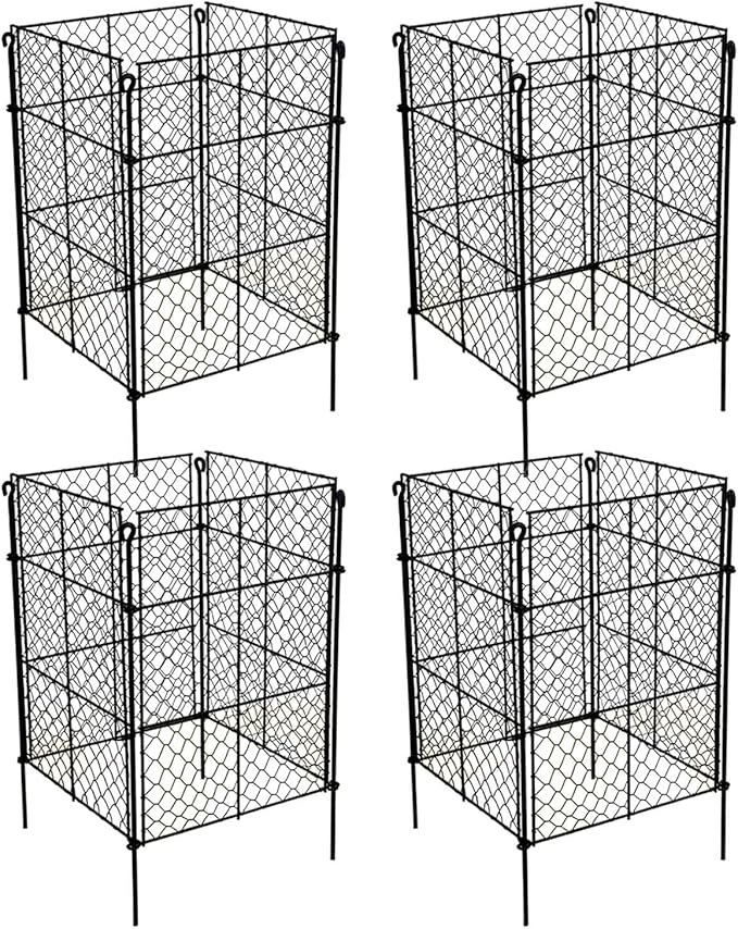 4 Pack Plant Protectors from Animals, 16Pcs DIY Plant Cages 12.6"x12.6"x16", Chicken Wire Garden Animal Barrier, Keep Rabbits & Chipmunks Out for Vegetables, Shrubs & New Plants
