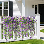 Artificial Hanging Flowers Plants for Outdoor Spring Summer Decoration, 2PCS Faux Silk Daisy UV Resistant Look Real for Outside Home Indoor Planter Porch Garden Yard Decor(Dark Orchid)