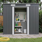 4x8 Metal Storage Shed Outdoor Steel Garden Tool Shed Metal shed with Sliding Door for Backyard, Lawn, Patio Yard, Grey