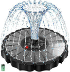 SZMP Solar Fountain, Works in Cloudy with 2000mAh Battery Backup, Glass Solar Powered Bird Bath Fountain with Smart Status Indicators, 3.5W, 8 Nozzles, for Garden, Outdoor (Black)