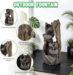 Solarbloom 39.2" H Water Fountain Outdoor, Cascading Realistic Rock Tree Trunk Waterfall Fountains with LED Lights for Garden Patio Backyard Porch Home Decor