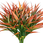 Ouddy Decor 20 Pcs Fake Outdoor Plants Artificial Grass Greenery Stems Faux Plastic Plants UV Resistant for Spring Summer Indoor Outside Garden Planter Pathway Porch Patio Window Home Decor, Orange