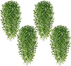 Waipfaru 4Pcs Artificial Hanging Plants, Fake Vines Boston Ivy Fake Hanging Plants for Outdoors UV Resistant Ivy Artificial Plants Faux Plants Indoor Living Room Boho Wall Porch Shelf Decor