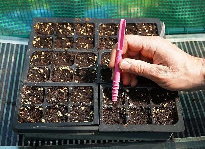 Dibby Seed Sowing Garden Tool Dibber Planter Transplanter – Sow Seeds at the Right Depth – Easily Transplant Delicate Seedlings (Little Dibby) Pink