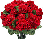 6 Bundles Artificial Geranium Flowers for Outdoors, Realistic Silk Geraniums Fake Flowers UV Resistant Faux Plants for Porch Front Door Planter Patio Balcony Outside Decor (Red)
