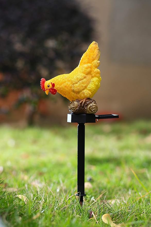 Outdoor Chicken Solar Lights: Resin Garden Decor for Outside Patio Yard Cute Chicken Gifts for Housewarming Mother's Day Birthday