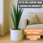 Fox & Fern Plant Pot, Large Plant Pots for Indoor & Outdoor, UV & Frost Resistant Plant Vase with Drainage Plug, Fiberstone, Large Indoor Pots for Plants & Flowers, House Indoor Plant Pot, Single Pot