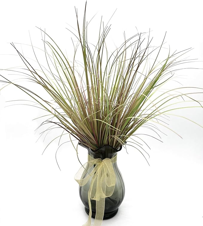 Artificial Wheat Grass Plants, Fake Greenery Plastic Plant Faux Onion Stems Flower Shrubs Weed Decor for Indoor Room Home Office Outdoor Garden Porch Wedding Party DIY Wreath Decoration Purple 16 Pack