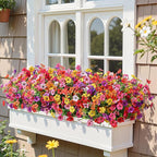 Alupssuc 48 Bundles Artificial Flowers for Outdoors Decoration, UV Resistant Silk Faux Floral Spring Fake Plastic Plants Greenery for Outside Indoor Patio Porch Window Box Home Decor(Upgrade 8 Colors)