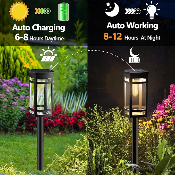 EXCMARK 16 Pack Solar Lights Outdoor Waterproof for Garden Pathway Walkway Driveway Yard Lawn Decorative Landscape Lighting. (Warm White Light, 16)