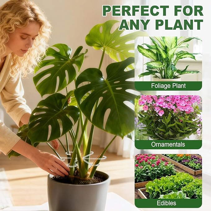 16pcs Upgraded Plant Stem Support, Transparent Plant Support for Indoor Plants, 4 Sizes Climbing Houseplant Stem Holders, Reusable Plant Stabilizer, Indoor Plants Accessories