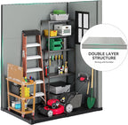 DWVO Outdoor Storage Shed 5x3FT with Fence-Style and Side Windows, Floor & Lockable Doors, Plastic Storage Shed, Storage Shed for Backyard and Garden