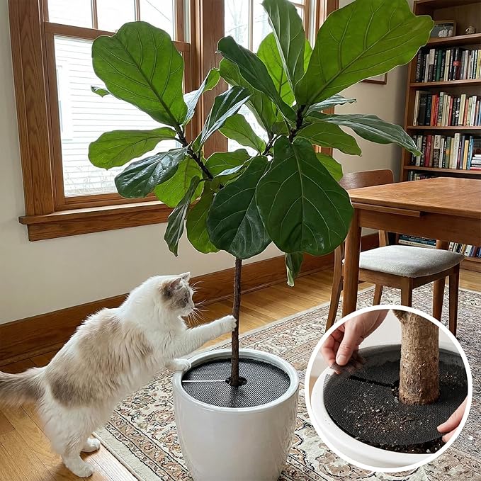 6 Pcs Plant Pot Covers, 15.7 Inch Cuttable Plant Pot Soil Covers Plant-Pot Grids, Indoor Plant-Pot Soil Guard Protector from Animals for Indoor and Outdoor Plants