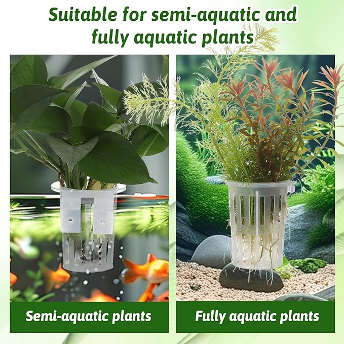 2 Pcs Aquarium Plant Holder, Aquarium Planter Cup for Aquaponic Plants Cultivation, Hanging Fish Tank Plant Holders, Transparent Hanging Pot for Fish Tank Aquaponic Plants, Water Feature Decoration