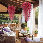 Artificial Hanging Plants Artificial Fall Flowers Faux Autumn Plants Artificial Ferns for Outdoors Hanging Fake Vines Faux Hanging Plants for Fall Decor Indoor Outdoor House Wedding Party(Wine Red)