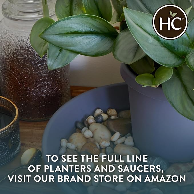 The HC Companies Classic Round Plastic Plant Pot w/Rolled Rim - Lightweight & UV Resistant Flower Pot for Herbs & More - Outdoor & Indoor Plant Pots w/Drainage (17 inch Clay, Pack of 1)