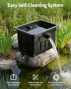 POPOSOAP Large Pond Filter Kit, 1200GPH Pond Filter with Quiet Pond Pump & 9.8FT Tube, Multiple Filtration System for for Koi Pond Garden Pond Water Clean & Clear-P2580