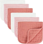 MIGIOL Baby Burp Cloths 100% Cotton Newborn Muslin Burp Cloths 10x20 inches Baby Essentials (6, White & Pink)