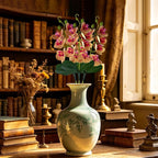 Fake Flowers, Elegant Realistic Design, PP, Orchid Decor Vase, Silk Bloom Arrangement, Long-Lasting, for Home, Bedroom, Bathroom, Living Room, Office