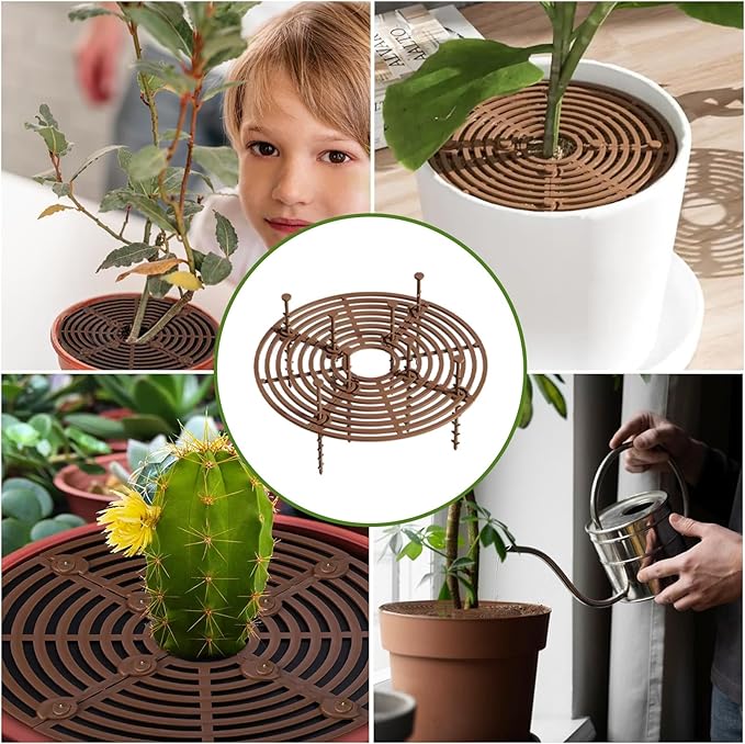 4Pcs Plant Pot Grid, Cuttable Flower Pot Soil Protector Covers, Planter Protector with 40 Deep Stakes, Dogs Cats Digging Stopper Baby Safety, 20.5 Inch 11.8 Inch Plant Grid Pot Cover